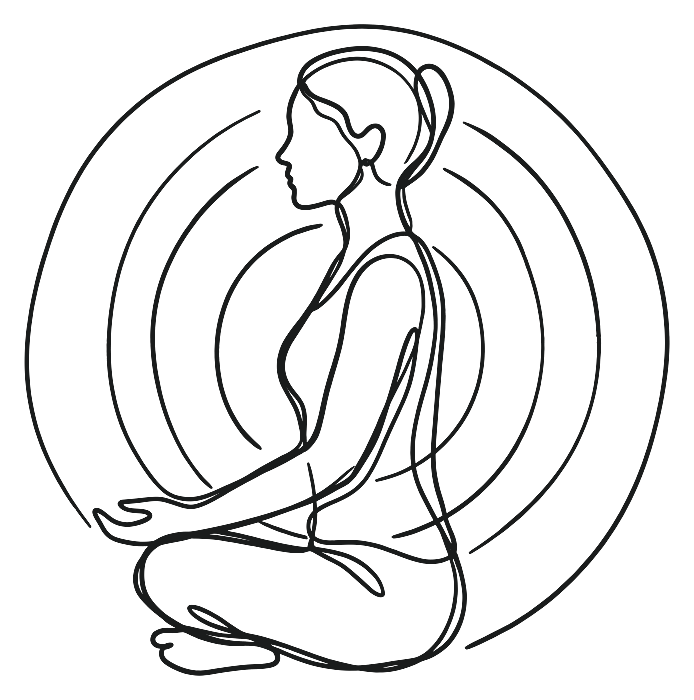 A person meditating inside breathing rings