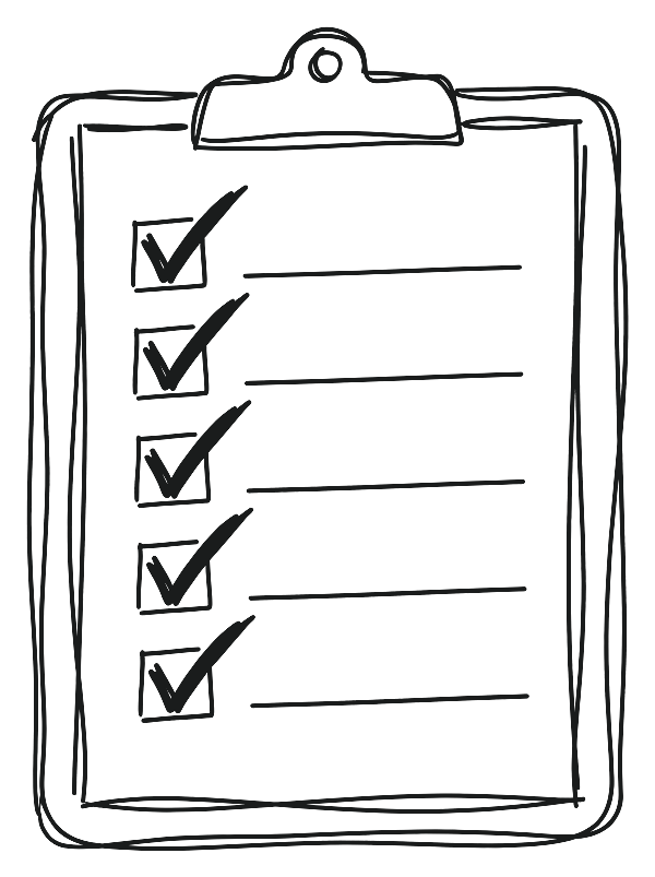 A checklist with ticked boxes