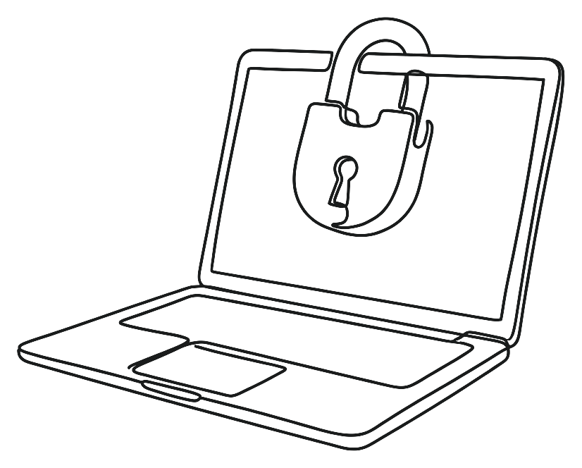 A laptop sealed with a padlock